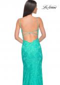 Picture of: Lace Dress with Deep V-Neck and Rhinestones in Aqua, Style: 31134, Detail Picture 10