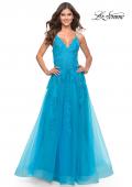 Picture of: Tulle Prom Dress with Lace Detail in Aqua, Style: 31503, Detail Picture 10
