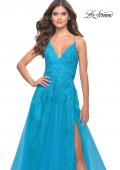 Picture of: Tulle Prom Dress with Lace Detail in Aqua, Style: 31503, Detail Picture 11