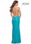 Picture of: Neon Simple Sequin Dress with Open Low Back in Aqua, Back Picture