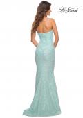 Picture of: Unique Long Sequin Strapless Gown with Sweetheart Top in Aqua, Back Picture
