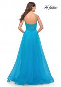 Picture of: Tulle A-line Prom Dress with Corset Sheer Bodice in Aqua, Style: 31502, Back Picture