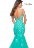 Picture of: Tulle and Lace Mermaid Gown in Aqua in Aqua, Detail Picture 3
