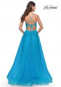 Picture of: Tulle Prom Dress with Lace Detail in Aqua, Style: 31503, Detail Picture 3