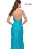 Picture of: Gorgeous Neon Lace Stretch Gown in Aqua, Style: 31513, Detail Picture 4