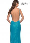 Picture of: High Neck Long Sequin Gown with Open Back in Aqua, Style: 30635, Detail Picture 5