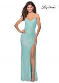 Picture of: Long Sequin Gown in Pastel Colors in Aqua, Style: 28441, Detail Picture 6