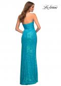 Picture of: Strapless Sequin Gown with Draped Slit in Blue, Style: 30497, Detail Picture 6