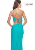 Picture of: One Shoulder Dress with Side Cut Out and Unique Back in Bright Colors in Aqua, Style: 31443, Detail Picture 6