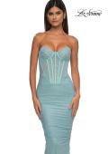 Picture of: Gorgeous Corset Style Prom Dress with Rhinestone Fabric in Aqua , Style: 33019, Detail Picture 7