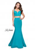 Picture of: Two Piece Jersey Prom Dress with Strappy Back in Aquamarine, Style: 25553, Back Picture