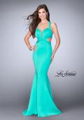 Picture of: Neoprene Dress with Side Cut Outs and Mermaid Skirt in Aquamarine, Style: 24711, Detail Picture 1