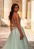 Picture of: Prom Gown with Rhinestone Tulle and Illusion Corset Bodice in Artic Blue, Style 32725, Detail Picture 3