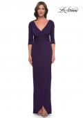 Picture of: Simple Chic Jersey Dress with Ruched Waist and V Neckline in Aubergine, Style: 31014, Main Picture