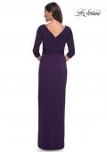 Picture of: Simple Chic Jersey Dress with Ruched Waist and V Neckline in Aubergine, Style: 31014, Back Picture