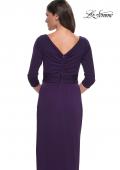 Picture of: Simple Chic Jersey Dress with Ruched Waist and V Neckline in Aubergine, Style: 31014, Detail Picture 6