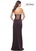 Picture of: Fitted Strapless Prom Dress with Rhinestone Embellished Neckline and Slit in Aubergine, Style: 31977, Detail Picture 4