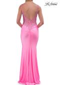 Picture of: Rhinestone Lace Illusion Gown with Low Back in Baby Pink, Style: 33731, Detail Picture 10