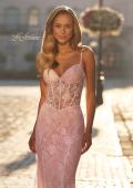 Picture of: Lace Fitted Gown with Sheer Bodice and Spaghetti Straps in Baby Pink, Style: 33485, Detail Picture 11