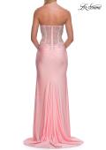 Picture of: Strapless Sheer Lace Corset Gown with High Slit in Baby Pink, Style: 33398, Detail Picture 12