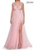 Picture of: Beaded A-Line Tulle Gown with Slit and Open Tie Back in Baby Pink, Style: 33715, Detail Picture 14