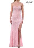Picture of: Strapless Lace Corset Gown with Slit and Lace-Up Back in Baby Pink, Style: 33768, Detail Picture 14