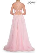 Picture of: Beaded A-Line Tulle Gown with Slit and Open Tie Back in Baby Pink, Style: 33715, Detail Picture 15