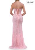 Picture of: Strapless Lace Corset Gown with Slit and Lace-Up Back in Baby Pink, Style: 33768, Detail Picture 15