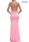 Picture of: Satin and Lace Prom Dress with Side Cutouts and Open Back in Baby Pink, Style: 33651, Detail Picture 16