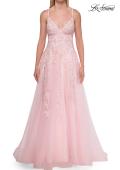 Picture of: Beaded A-Line Tulle Gown with Slit and Open Tie Back in Baby Pink, Style: 33715, Detail Picture 16