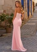 Picture of: Strapless Corset Gown with High Slit and Ruched Jersey Skirt in Baby Pink, Style: 33465, Back Picture