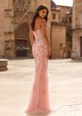 Picture of: Strapless Embellished Lace Gown with Sheer Corset Bodice in Baby Pink, Style: 33853, Back Picture