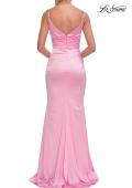 Picture of: Satin Fitted Gown with Gathered Bodice and Spaghetti Straps in Baby Pink, Style: 33421, Detail Picture 23
