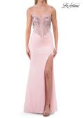 Picture of: Embroidered Corset Gown with Sheer Bodice and High Slit in Baby Pink, Style: 33783, Detail Picture 23