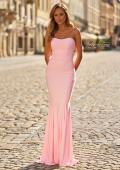 Picture of: Strapless Fitted Jersey Evening Gown with Ruching in Baby Pink, Style: 33403, Detail Picture 1