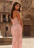 Picture of: Strapless Embellished Lace Gown with Sheer Corset Bodice in Baby Pink, Style: 33853, Detail Picture 1