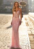 Picture of: Lace Fitted Gown with Sheer Bodice and Spaghetti Straps in Baby Pink, Style: 33485, Detail Picture 2