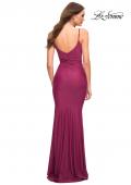 Picture of: Luxe Simple Jersey Gown with Draped Neckline in Berry, Detail Picture 3