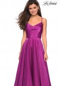 Picture of: Long Satin Simple Prom Dress with Empire Waist in Berry, Style: 27226, Detail Picture 5