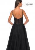 Picture of: A-Line Rhinestone Tulle Embellished Gown with Illusion Top in Black, Style: 31970, Detail Picture 13