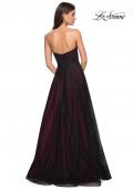 Picture of: Strapless Sweetheart Black And Red Tulle Prom Dress in Black/Burgundy, Style: 27774, Back Picture
