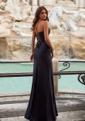 Picture of: Chic Corset Jersey Dress with Deep V Neckline in Black, Style: 32265, Back Picture
