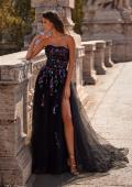 Picture of: A-Line Prom Gown with Multi Color Lace Sequin Applique in Black, Style: 32072, Main Picture
