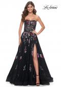 Picture of: A-Line Prom Gown with Multi Color Lace Sequin Applique in Black, Style: 32072, Detail Picture 8