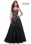 Picture of: A-Line Prom Gown with Multi Color Lace Sequin Applique in Black, Style: 32072, Detail Picture 9