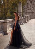 Picture of: A-Line Prom Gown with Multi Color Lace Sequin Applique in Black, Style: 32072, Detail Picture 3