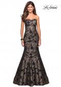 Picture of: Mermaid Style Rose Printed Strapless Prom Dress in Black Gold, Style: 27286, Main Picture