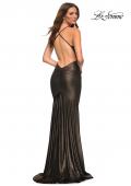Picture of: Metallic Jersey Gown with Stunning Open Back in Black, Style: 30500, Detail Picture 8