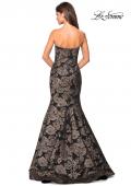 Picture of: Mermaid Style Rose Printed Strapless Prom Dress in Black Gold, Style: 27286, Back Picture