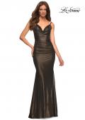 Picture of: Metallic Jersey Gown with Stunning Open Back in Black, Style: 30500, Detail Picture 1